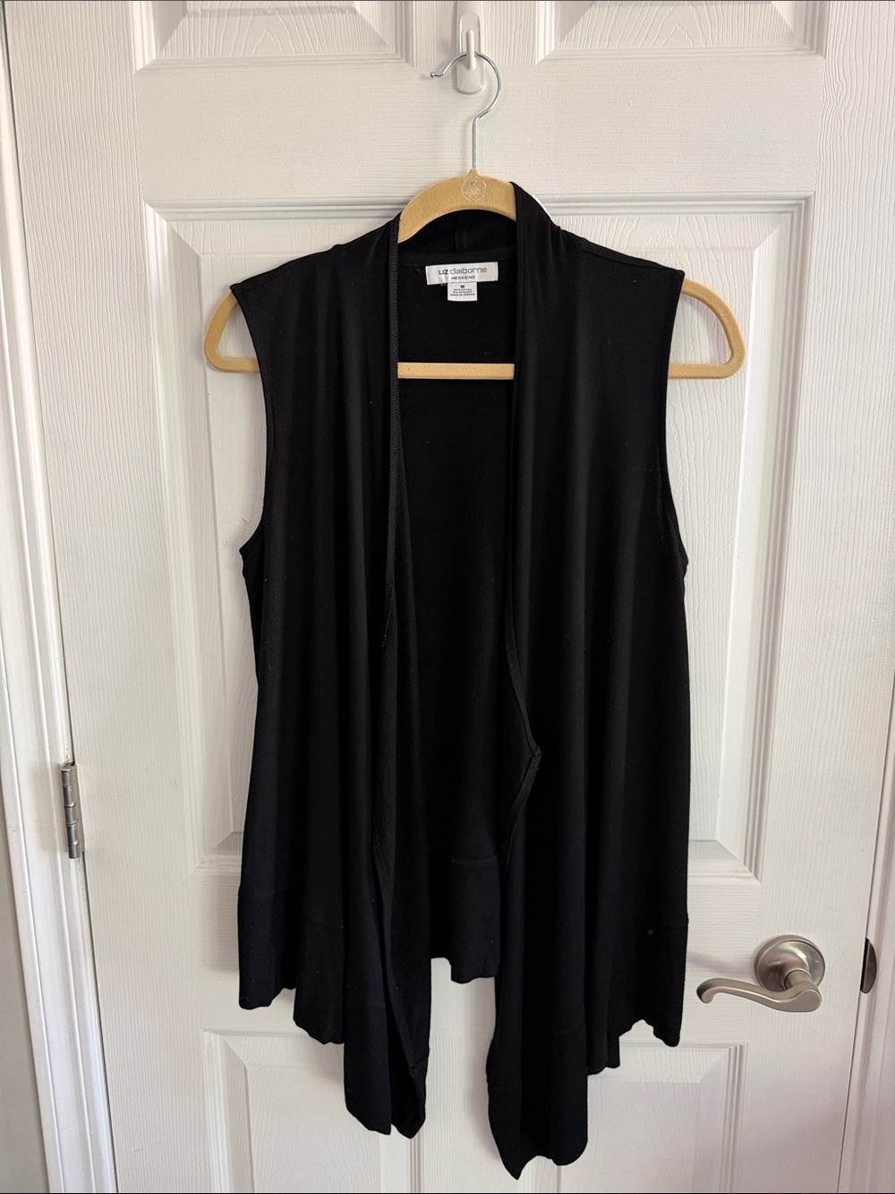 Liz Claiborne Black Sleeveless Open Front Vest